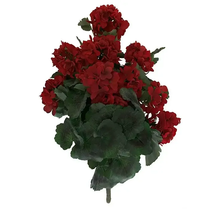 Kunstig pelargonie buket i rød af plast