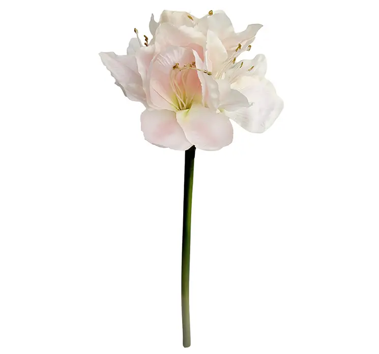 Amaryllis også kaldet de fire verdenshjørner kunstig blomst i hvid og lyserød af kunstsilke og plast