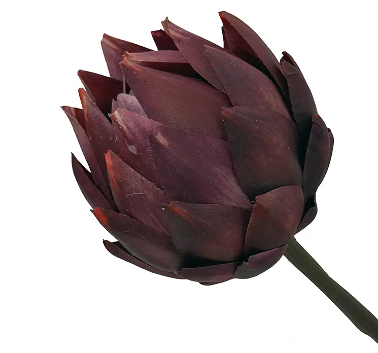 Artiskok kunstig blomst gren af plast i lilla 58cm closeup