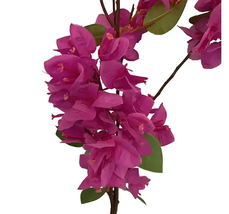 Kunstig bougainvillea blomst i pink på stilk af plast closeup