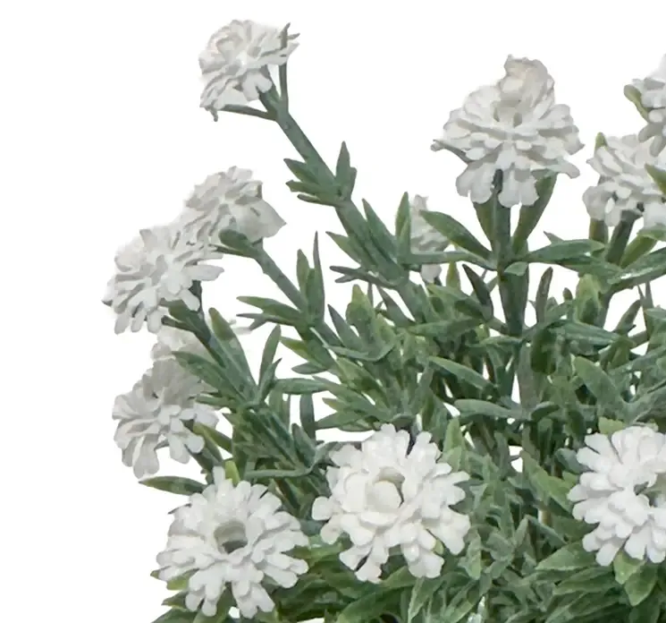 Kunstig brudeslør blomst i hvid sat i potte closeup