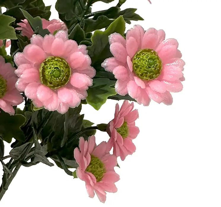 Marguerit buket af kunstige blomster i lyserøde i plast uv-beskyttet 28cm closeup