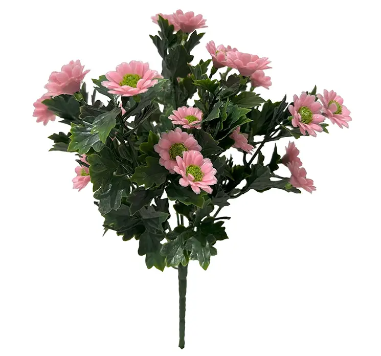 Marguerit buket af kunstige blomster i lyserøde i plast uv-beskyttet 28cm