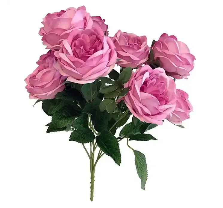 Kunstig rosenbuket af plast i lyserød