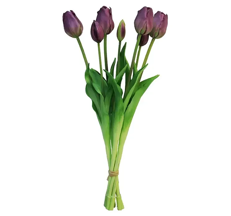Kunstig tulipan buket i lilla af gummi og plast