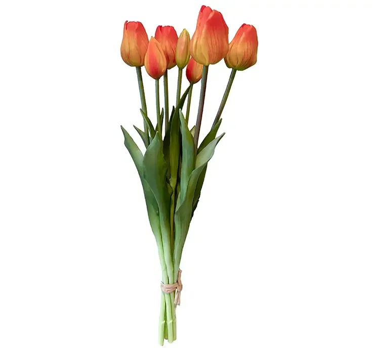 Kunstig tulipan buket i orange nuancer af gummi og plast