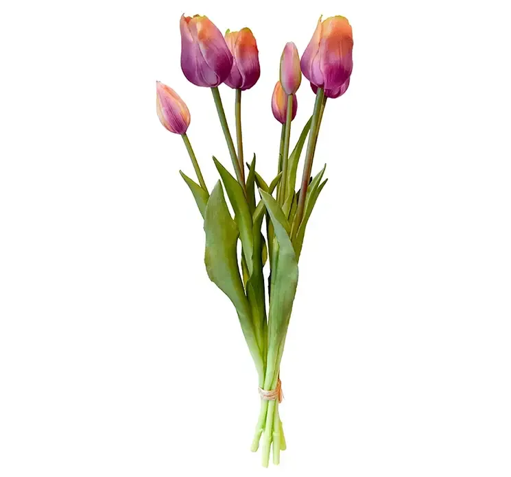 Kunstig tulipan buket i lilla af gummi og plast