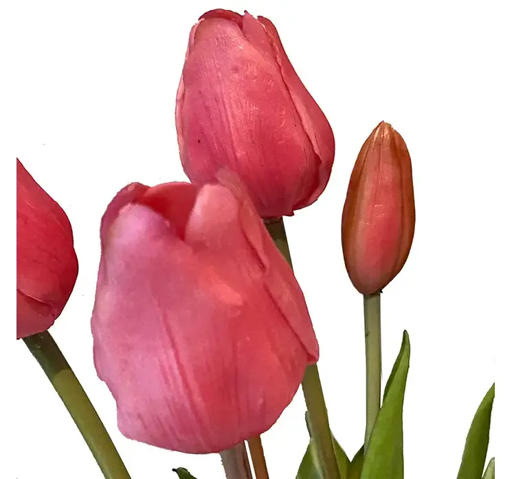 Kunstig tulipanbuket af gummi i pink closeup