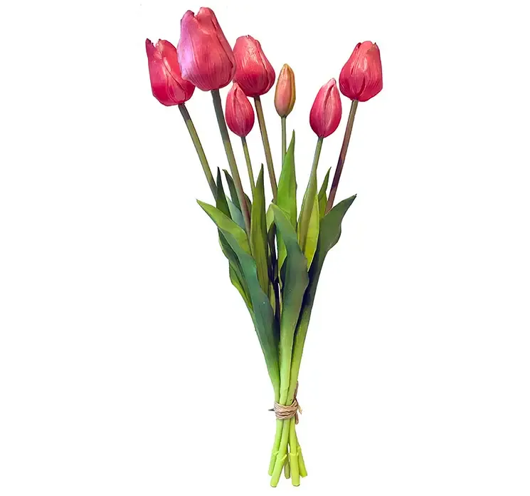 Kunstig tulipanbuket af gummi i pink