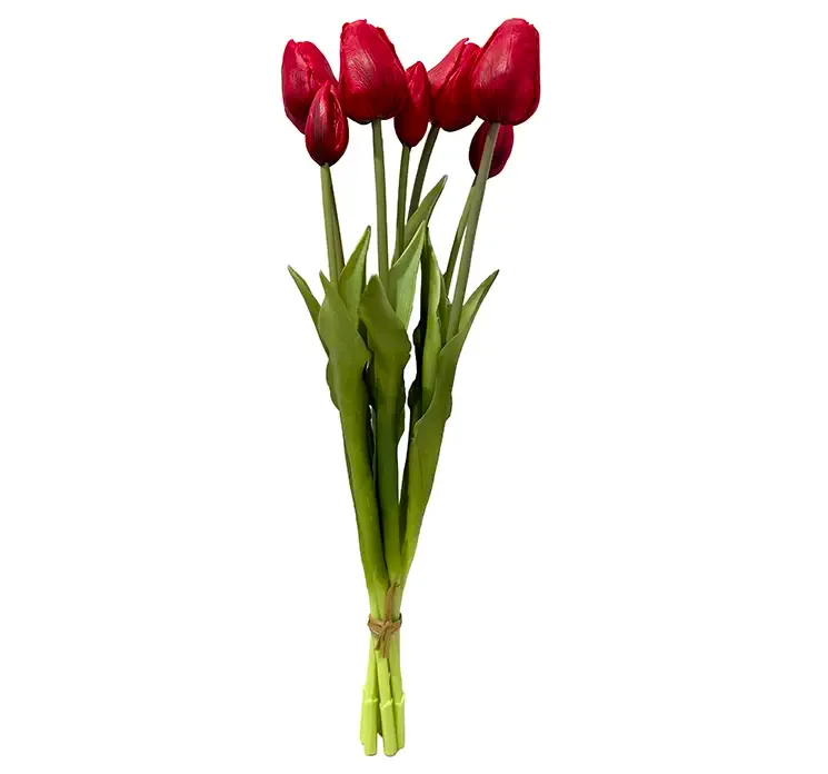 Kunstig tulipan buket af gummi i rød
