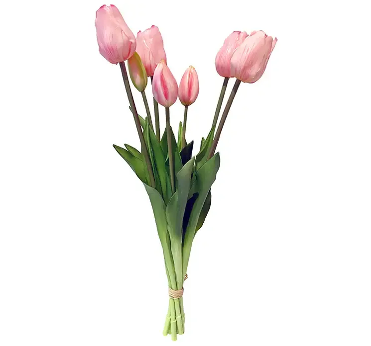 Kunstig tulipan buket i lyserød af plast og gummi