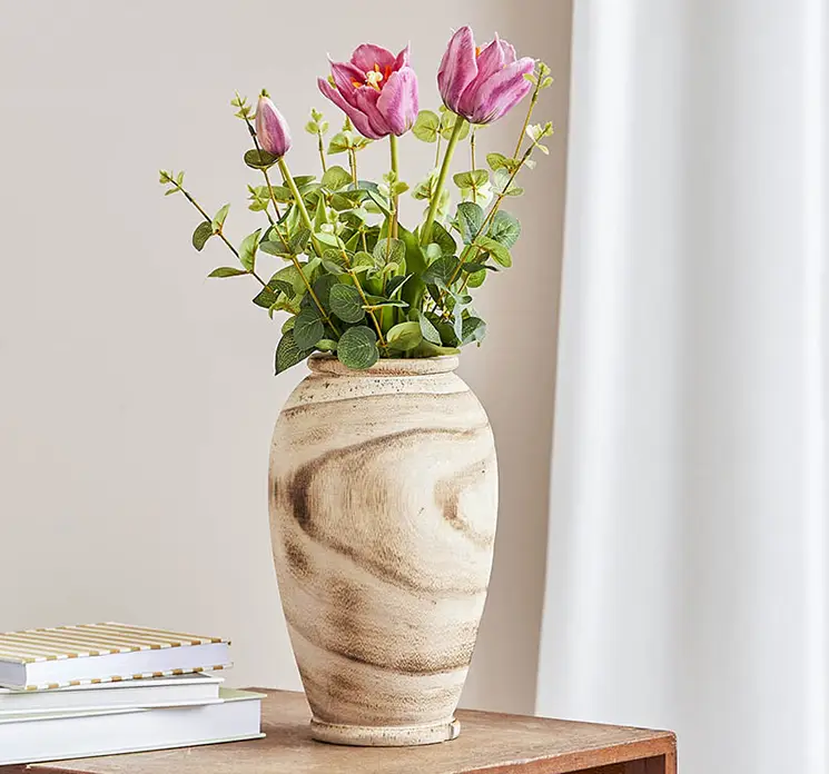 Tulipan buket af kunstige blomster i pink af plast real touch 58cm