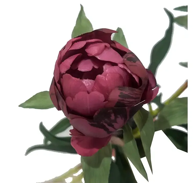 Kunstig pæon bundt med tre blomster i lilla af plast closeup