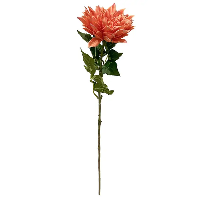 Dahlia også kaldet georgine kunstig blomst af plast i fersken farvet