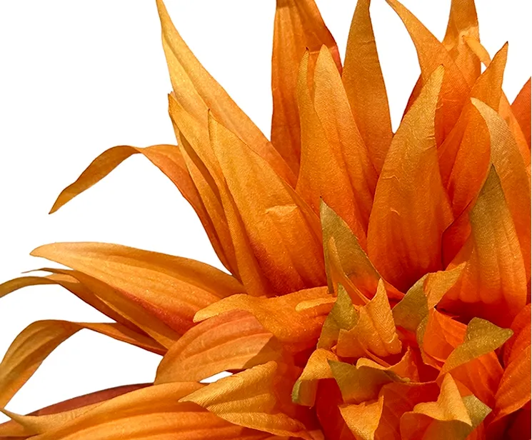 kunstig blomst dahlia - georgine i plast, orange closeup