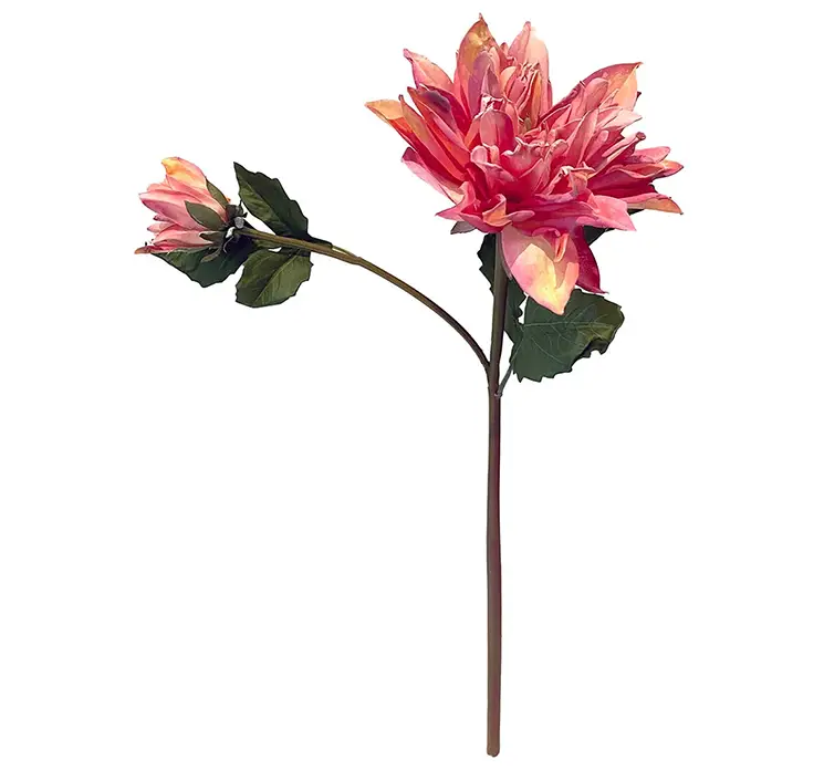 Dahlia kunstig blomst med lille knop af plat i støvet pink