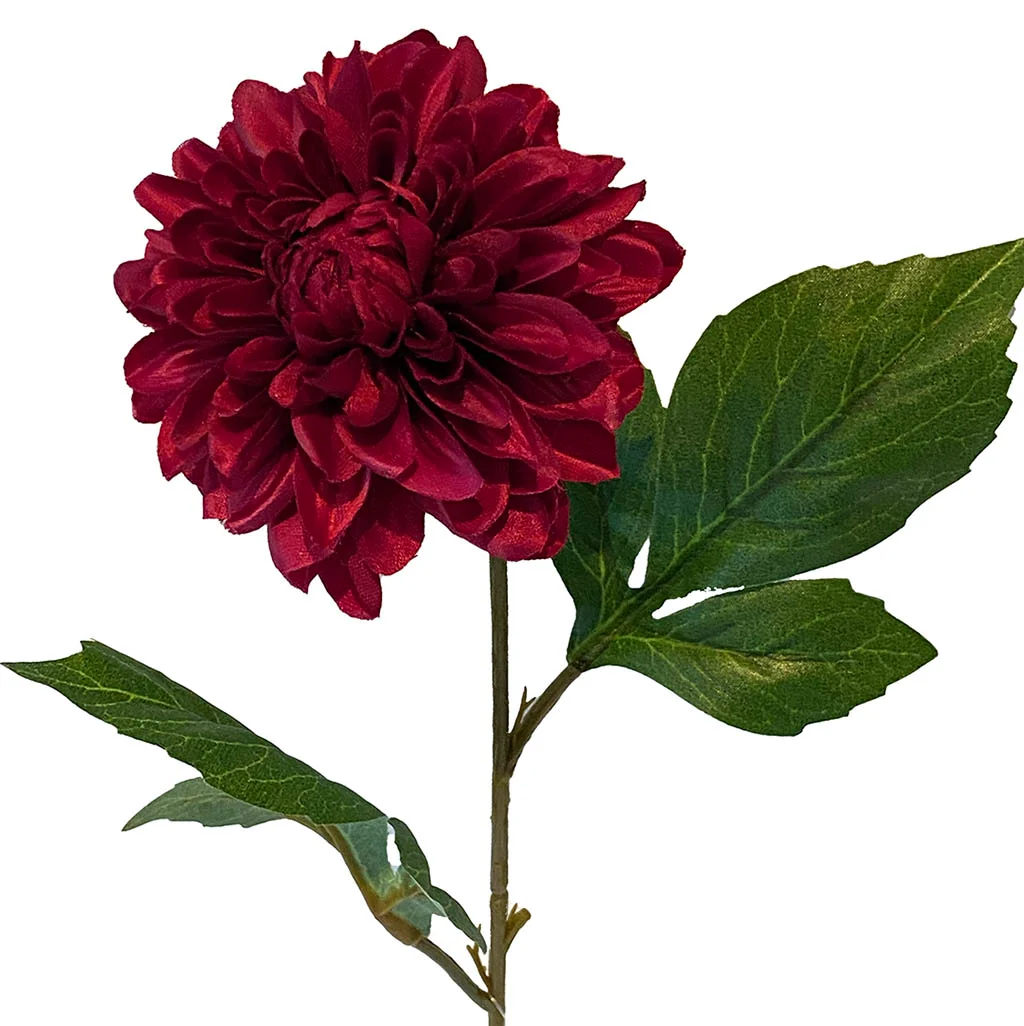 Dahlia også kaldet georgine af plast i bordeaux, kunstig blomst closeup