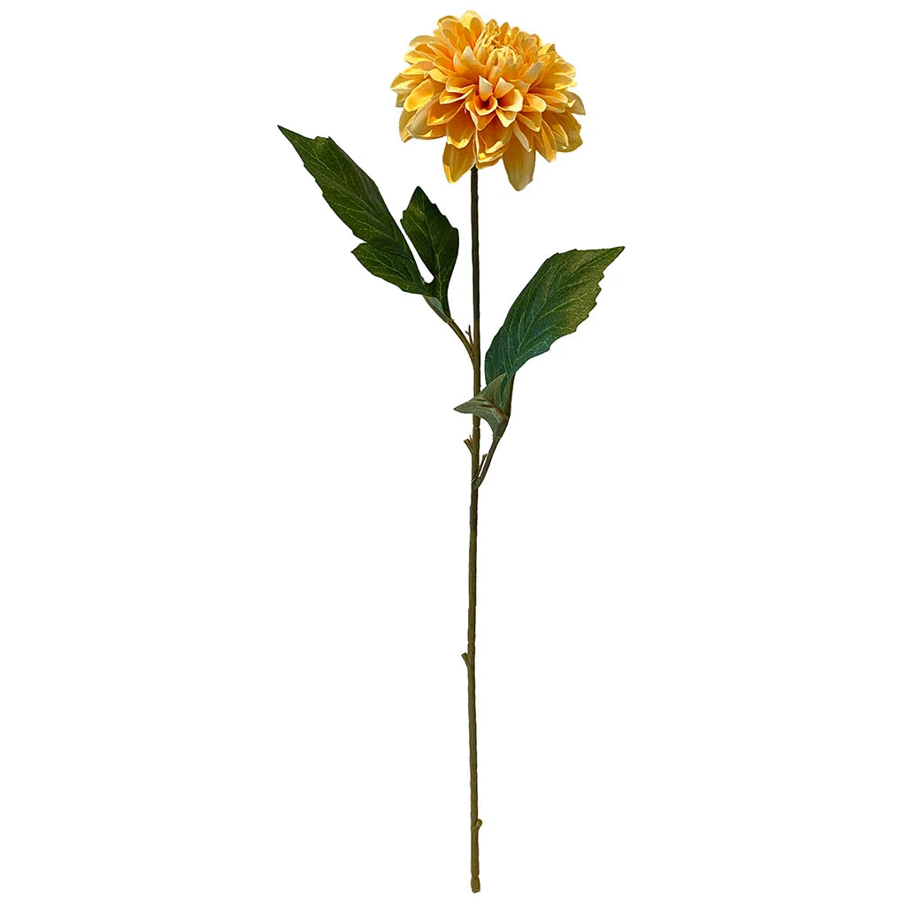 Dahlia af plast i gul, kunstig blomst