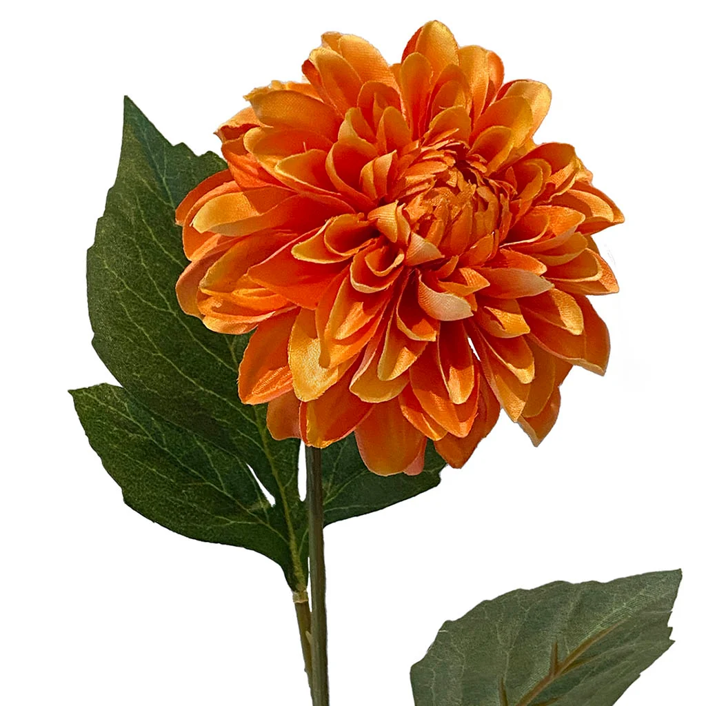 Dahlia også kaldet georgine af plast i orange, kunstig blomst closeup