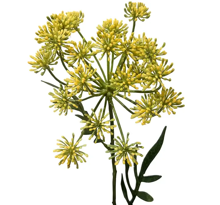 Kunstig dild blomst i gul af plast closeup