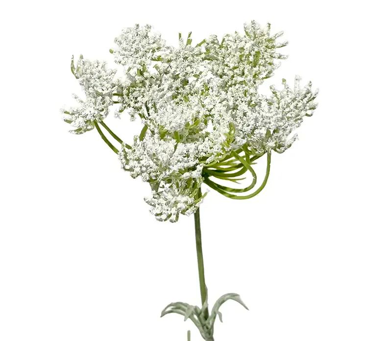 Kunstig dild blomst i hvid af plast closeup