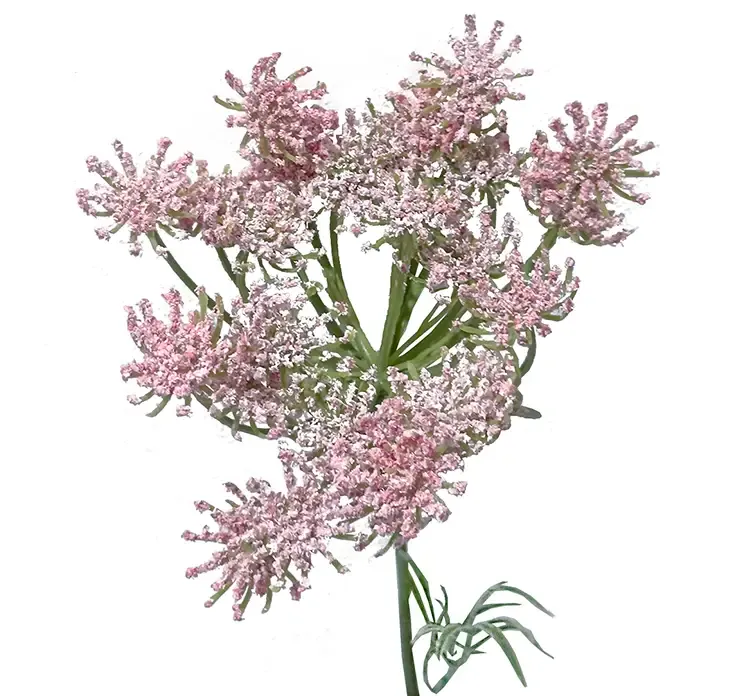 Kunstig dild blomst i lyserød af plast closeup