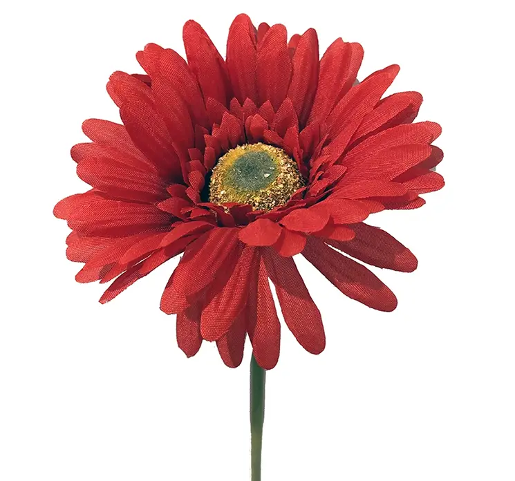 Gerbera kunstig blomst af plast i rød closeup