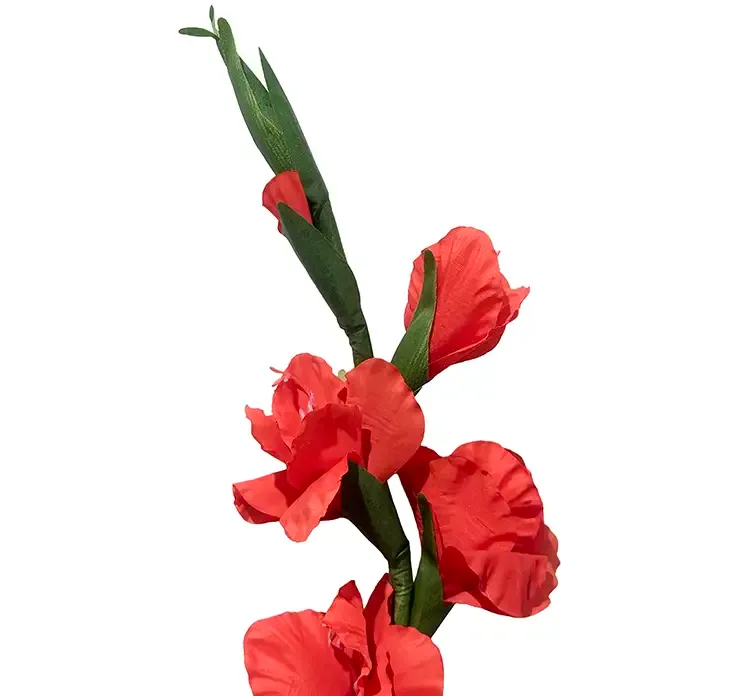 Kunstig gladiolus blomst også kaldet jomfrufinger i rød af plast closeup