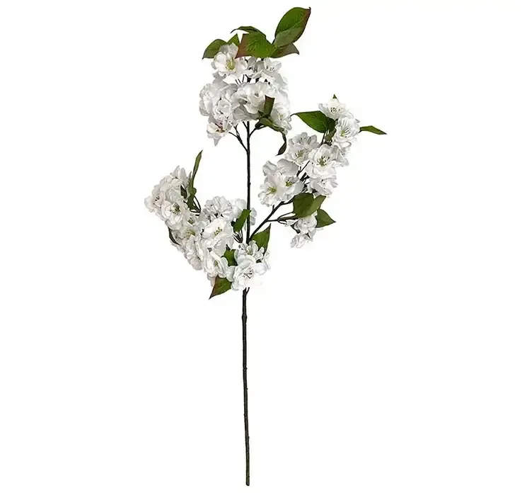 Kunstig æblegren med hvide blomster af plast