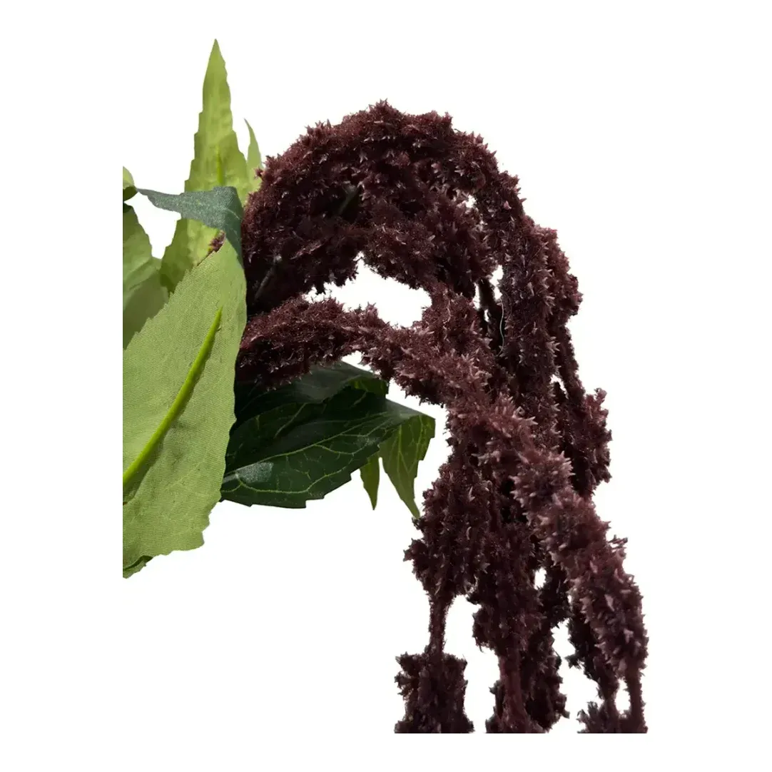 Amarant også kaldet Amaranthus kunstig blomstergren af plast i lilla 120cm closeup