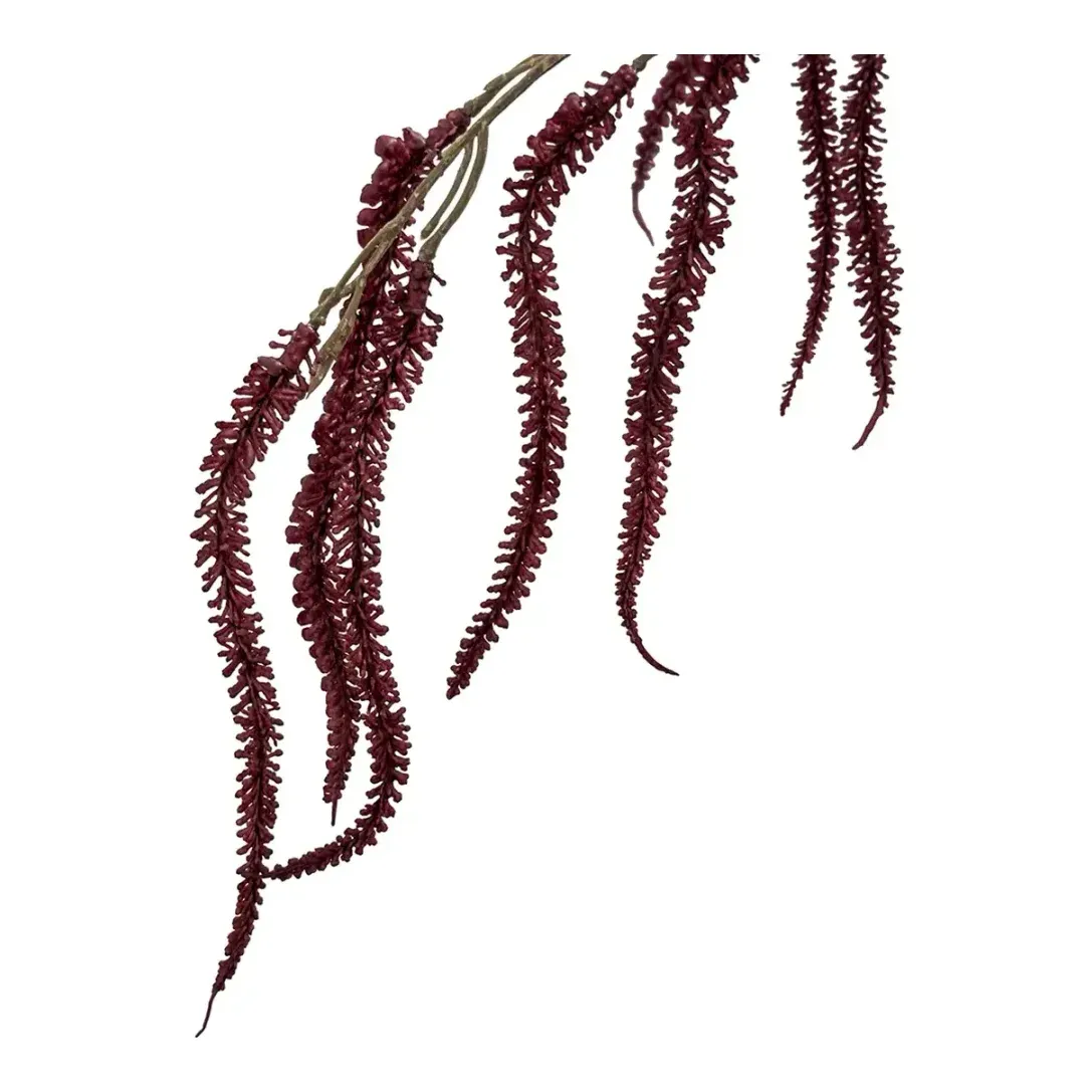 Amarant også kaldet Amaranthus kunstig blomstergren af plast i mørkerød 100cm closeup