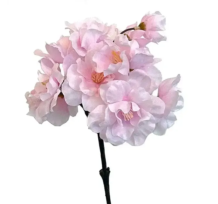 Kunstig kirsebær gren af plast med blomster i lyserød closeup