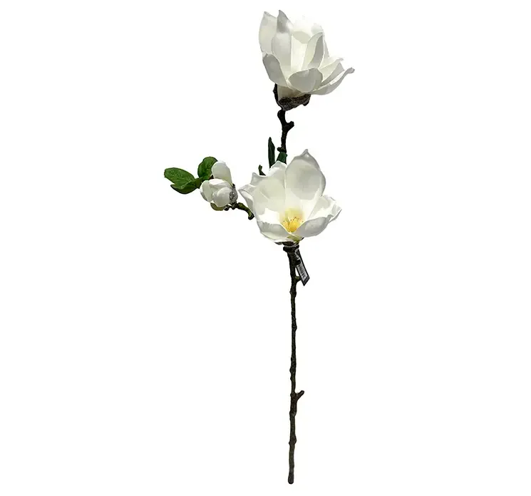 Kunstig Magnolia blomstergren af plast i hvid