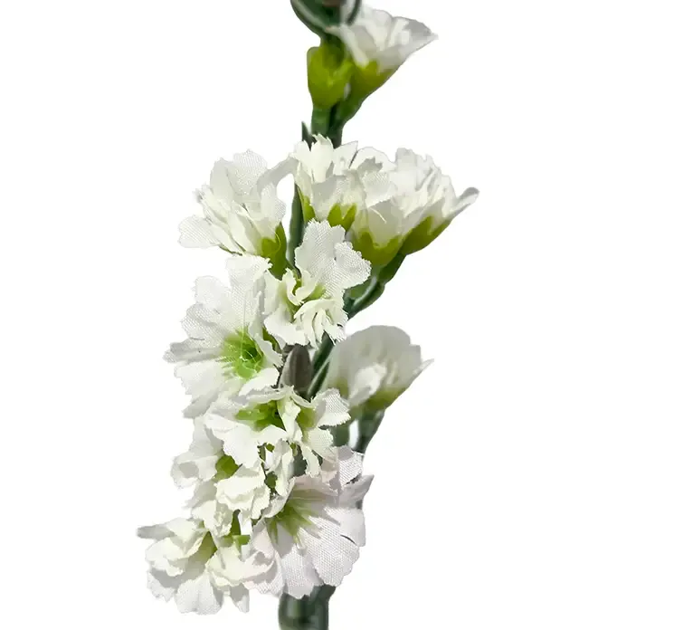 Kunstig hindebæger blomst også kaldet statice i hvid af plast closeup