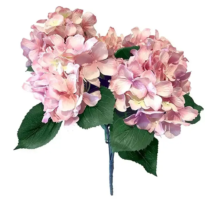 Kunstig hortensia buket af kunstsilke i lyserød