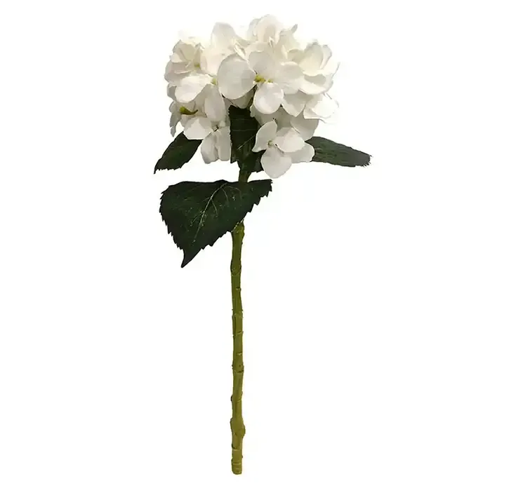 Kunstig hortensia blomst af plast i hvid