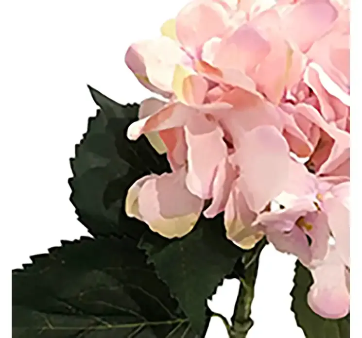 Kunstig hortensia blomst i lyserød af plast closeup
