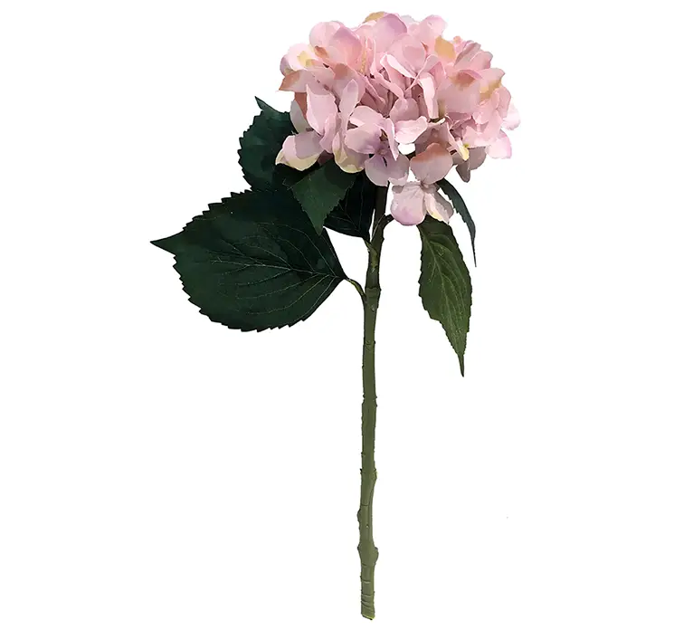 Hortensia kunstig blomst på stilk af plast i lyserød