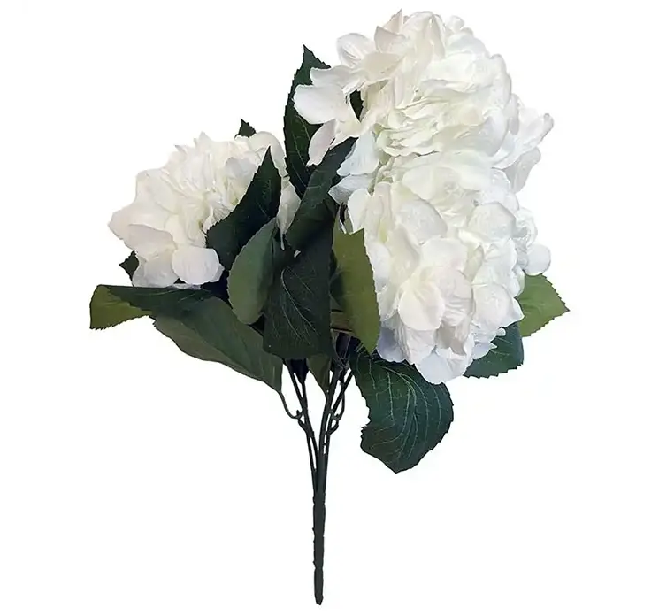 Hortensia kunstig blomst af plast i hvid