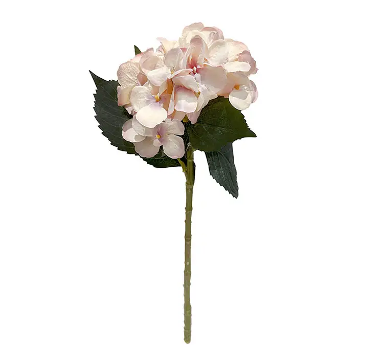 Hortensia kunstig blomst af plast i fersken farvet