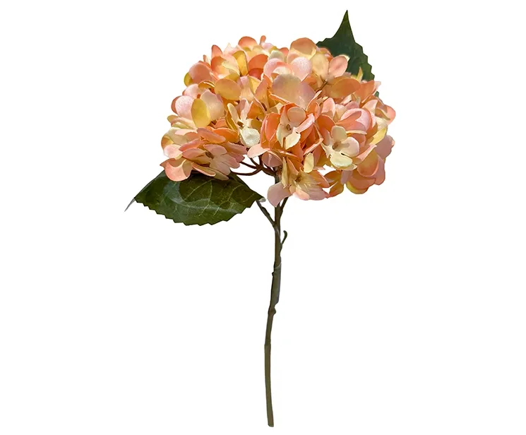 kunstig blomst hortensia i gul og orange farve