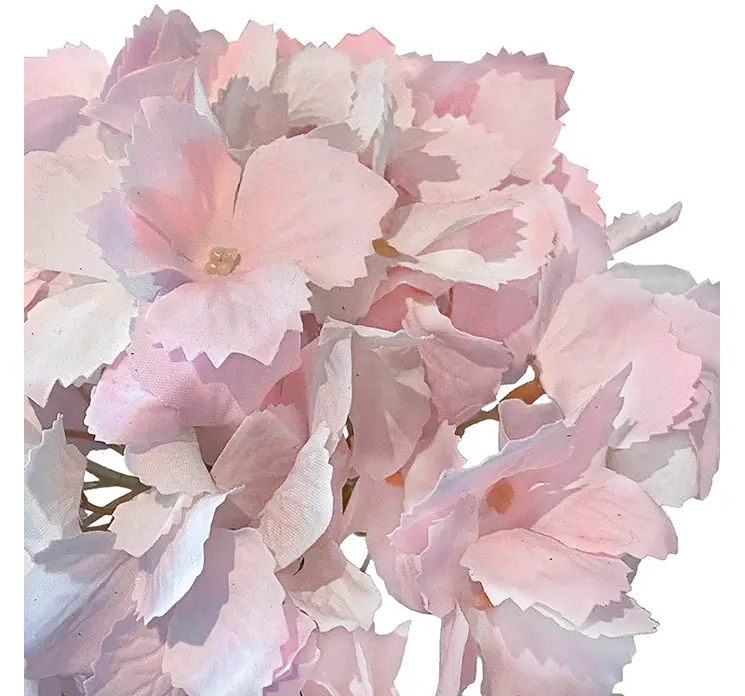 hortensia kunstig blomst af plast i lyserød closeup