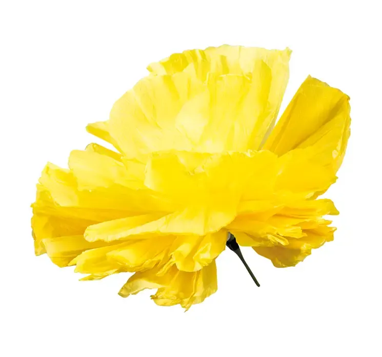 Kunstig blomsterhoved af papir i gul 