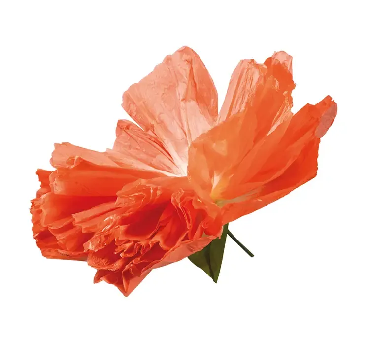 Kunstig blomsterhoved af papir i koral farvet