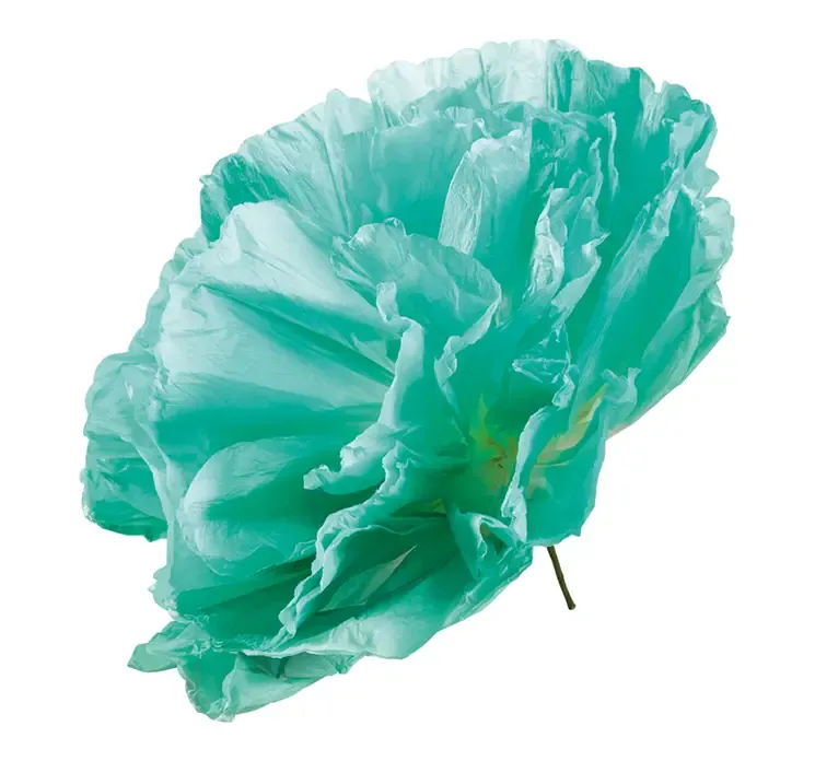 Kunstig blomsterhoved af papir i mint farvet