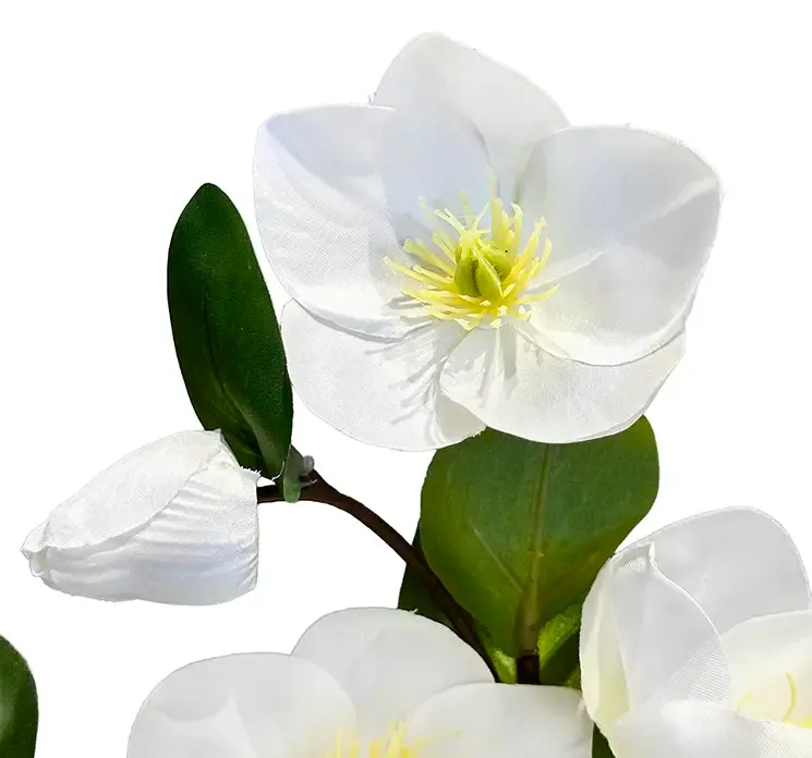 kunstig julerose, helleborus hvid i sort potte closeup
