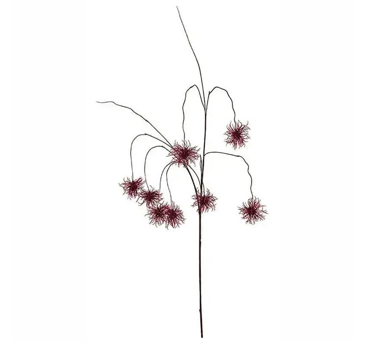 Kunstig krysantemum hænger af plast i rød