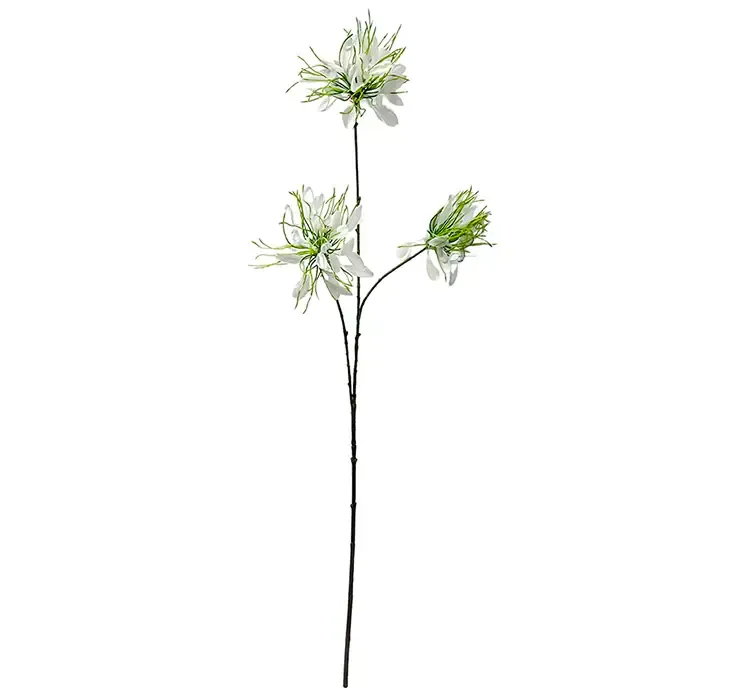 Kunstig krysantemum blomstergren med hvide blomster af plast