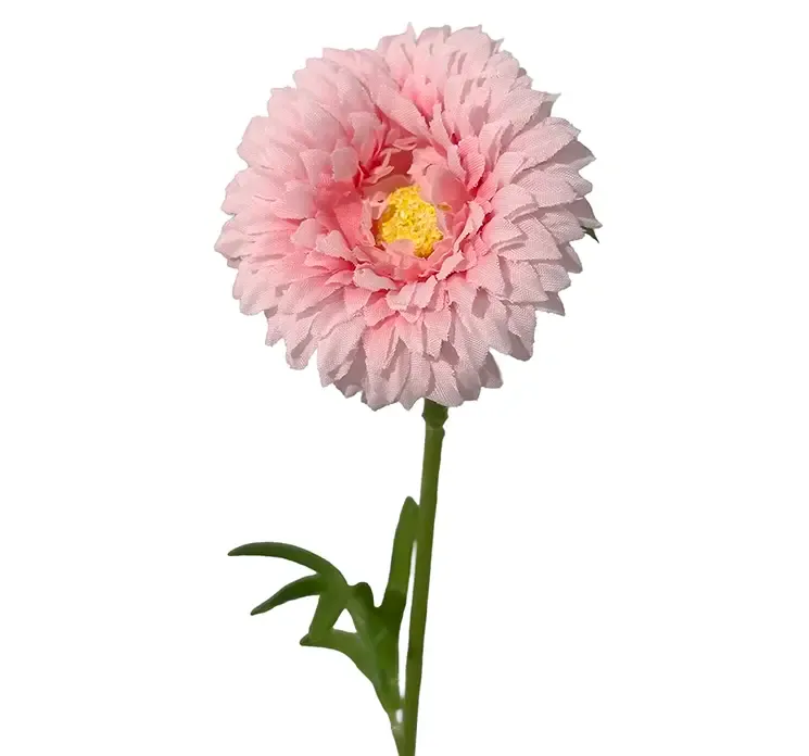 Kunstig krysantemum i lyserød af plast closeup