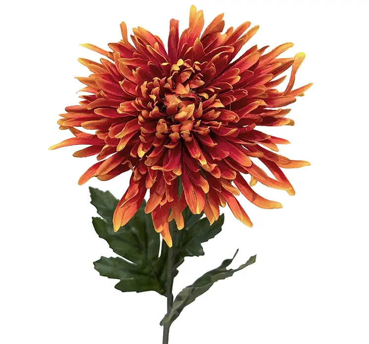 Krysantemum kunstig blomst af plast i orange closeup